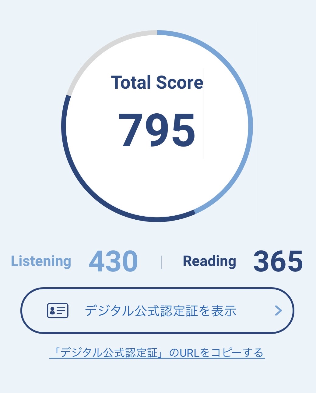 TOEICリスニング430点の結果